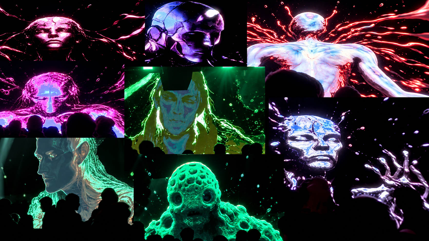 Collage alienígena de neón líquido